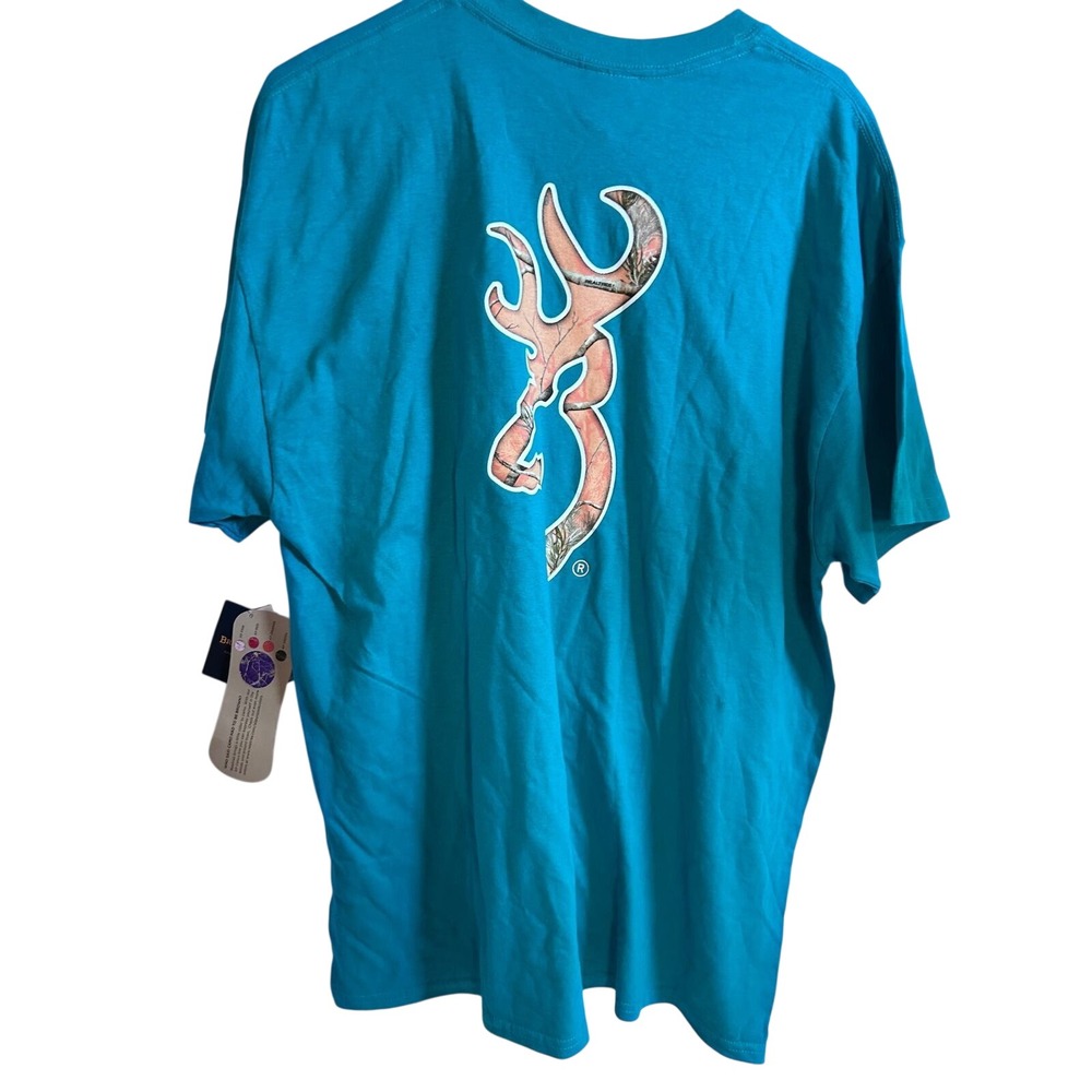 Browning T-Shirt XL Jade Teal Pink Camo Buckmark BRC1910.126.XL Women